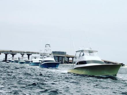 Tournament boats heading out of Perdido Pass in Orange Beach, AL