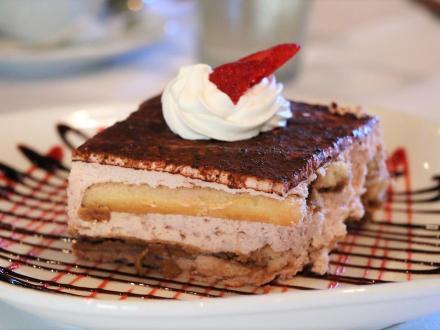 Tiramisu with a strawberry