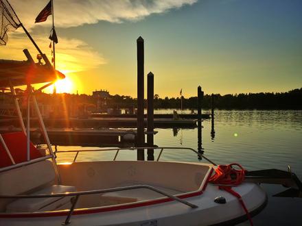 Sunrise over Charter fishing dock in Orange Beach AL