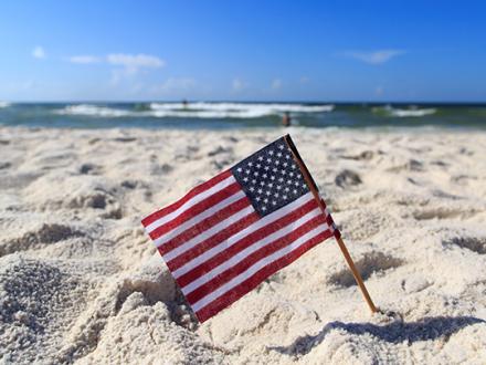 American Flag on Alabama's White Sand Beaches