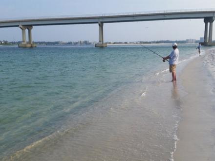 Man surf fishing in Orange Beach