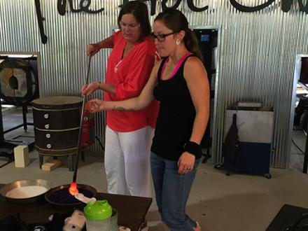 Glass blowing at the Hot Shop