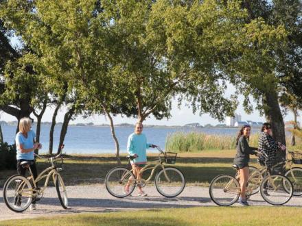 riding bicycles, gulf shores