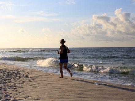Woman running on the beach