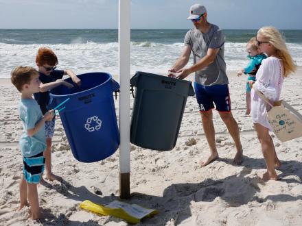 Recycling on Gulf Shores Beach