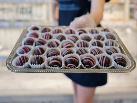 a fresh batch of chocolate truffles from Chocolate Corner in Gulf Shores