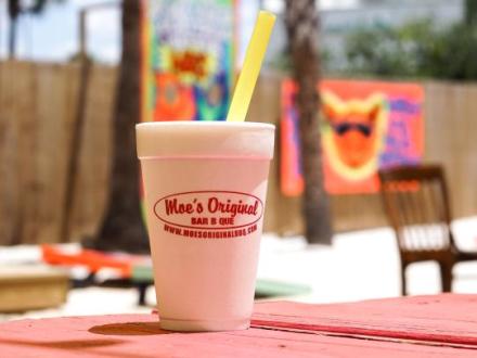 Moe's Original Bar B Que's bushwacker served in a classic white cup