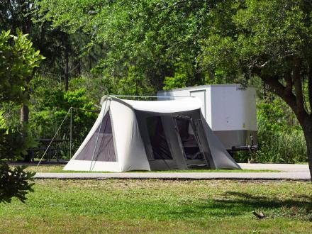 Tent camping in Gulf State Park in Gulf Shores