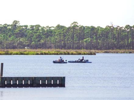 Kayak Fishers in Lake Shelby in Gulf State Park