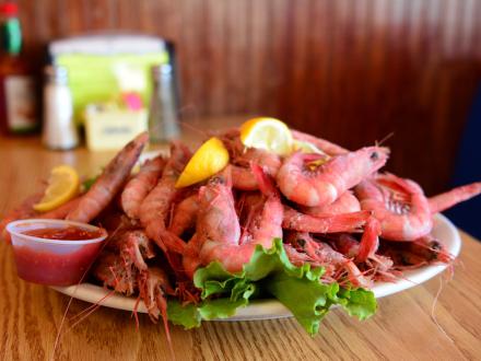 A plate of royal red shrimp at King Neptune's seafood restaurant in Gulf Shores.