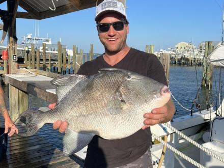 Man holding large triggerfish caught in the Gulf
