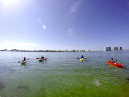 Kayakers at Walker Island in Orange Beach, Alabama