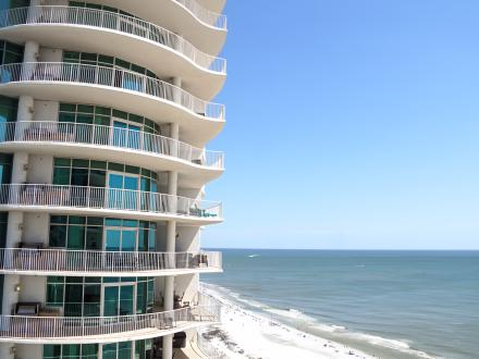 condo with a gulf front view