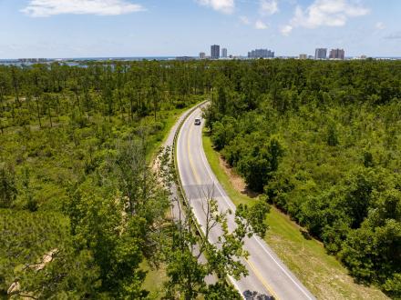 Aerial view of Gulf State Park in Gulf Shores