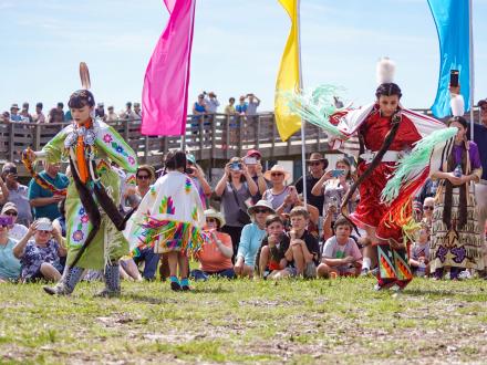 Performers dancing at the Ballyhoo Festival in Gulf Shores