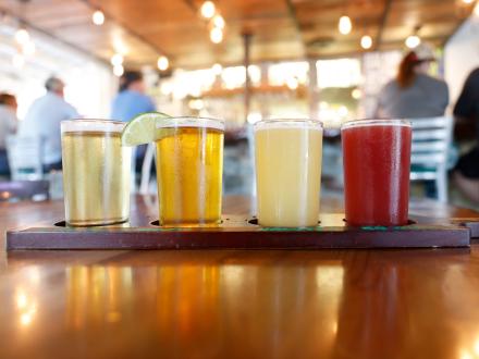 Flight of craft beer at Big Beach Brewing in Gulf Shores