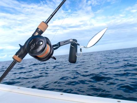fishing rod set up on a boat fishing in the Gulf