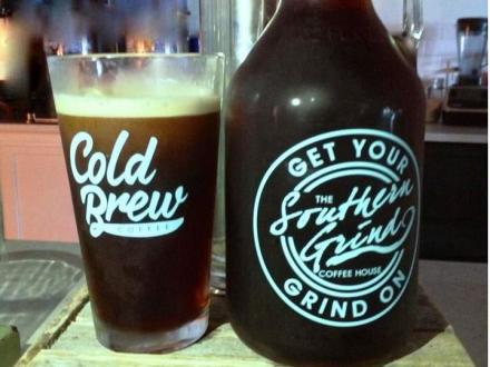 A pint and growler of cold brew coffee from Southern Grind, Orange Beach coffee shop