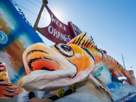 fish float at the Orange Beach Mardi Gras parade