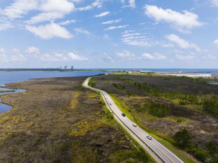 aerial view of gulf state park in gulf shores