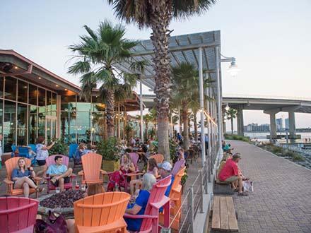 outdoor patio dining area at Cobalt waterfront restaurant in Orange Beach