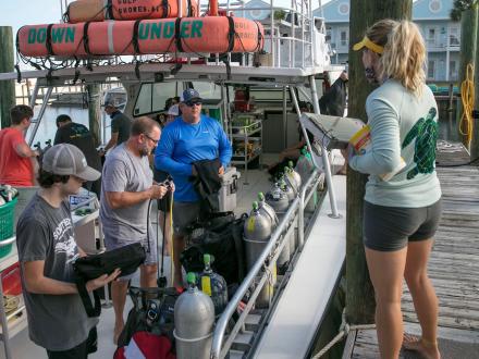 Boat full of diving equipment