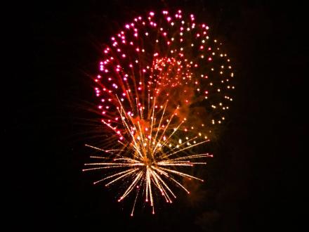 fireworks bursting in the sky in Gulf Shores