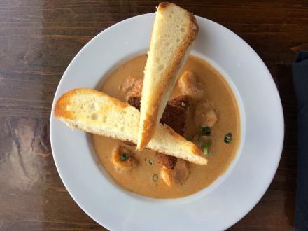 Bowl of shrimp and grits at GTs waterfront brunch restaurant