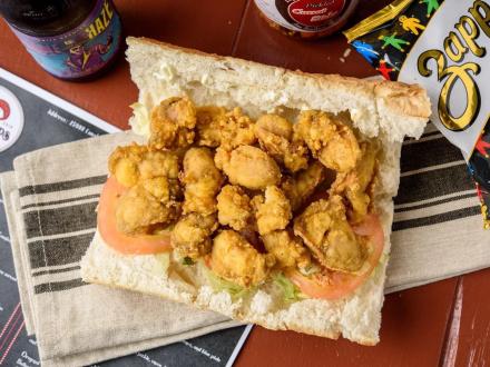fresh fried oyster poboy at Bon Temps, best Cajun restaurant in Orange Beach