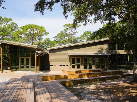 Outdoor amphitheater-style seating at The Learning Campus in Gulf State Park