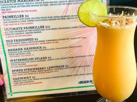 Delicious Painkiller cocktail at Beach House Kitchen & Cocktails