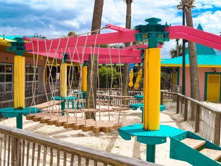 the munchkin mountain ropes course at LuLu's kid-friendly restaurant in Gulf Shores