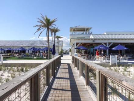 View of Coastal beachfront restaurant from the restaurant's boardwalk