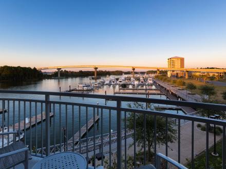 View of Wharf Marina from Spring Hill Suites waterfront hotel at The Wharf
