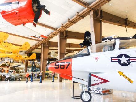 Historic naval plane inside the Pensacola Naval Aviation Museum in Pensacola