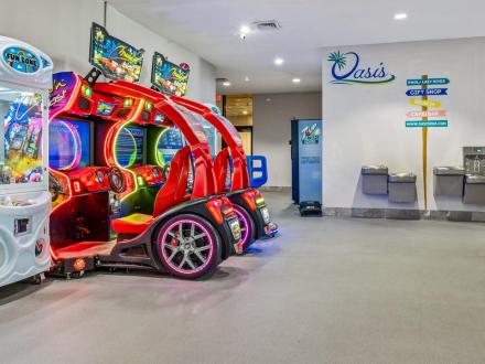 Indoor arcade at The Oasis beachfront condo in Orange Beach
