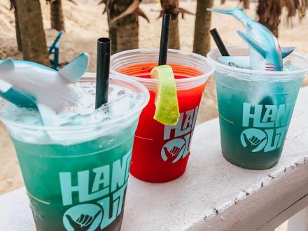 shark attack cocktail at The Hangout beachfront restaurant in Gulf Shores