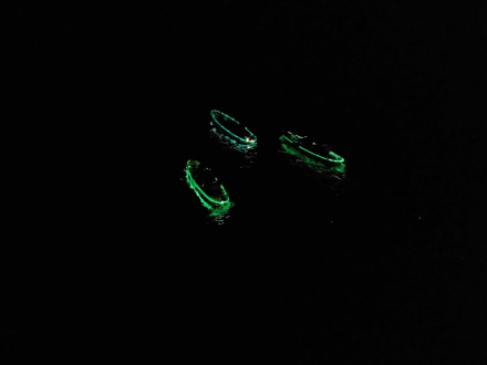 Paddlers kayaking at night in glowing kayaks from Sea View Kayaks in Orange Beach