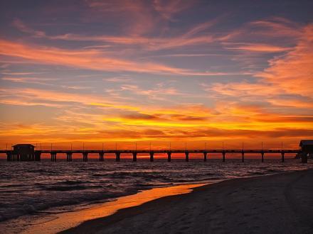 gulf state park pier at sunset