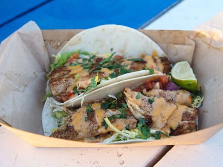 Fresh mahi tacos at The Gulf beachfront restaurant in Orange Beach