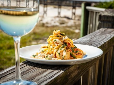 Shrimp pasta at Coast Restaurant at Beach Club Resort
