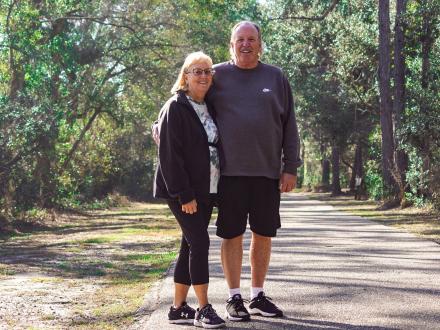 snowbird couple in gulf state park