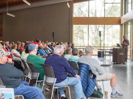 Audience listening to the presenter at the Winter Showcase Series at The Learning Campus
