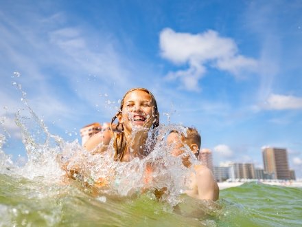 Girl swimming in ocean
