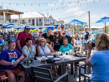 Meeting of the minds group dining at Zeke's waterfront restaurant in Orange Beach