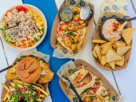 table of food at the gulf