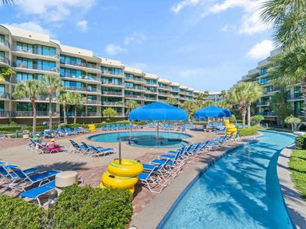 Pool area at Phoenix on the Bay Resort in Orange Beach