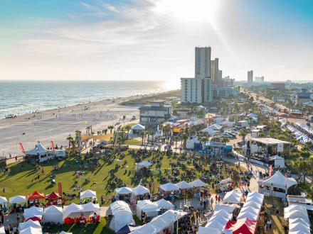 Arial view of Shrimp Festival in Gulf Shores