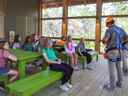Campers getting ready for a fun day of learning ahead at the eco-center