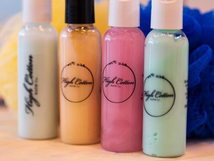 Bath products created at High Cotton Bath Company in Orange Beach